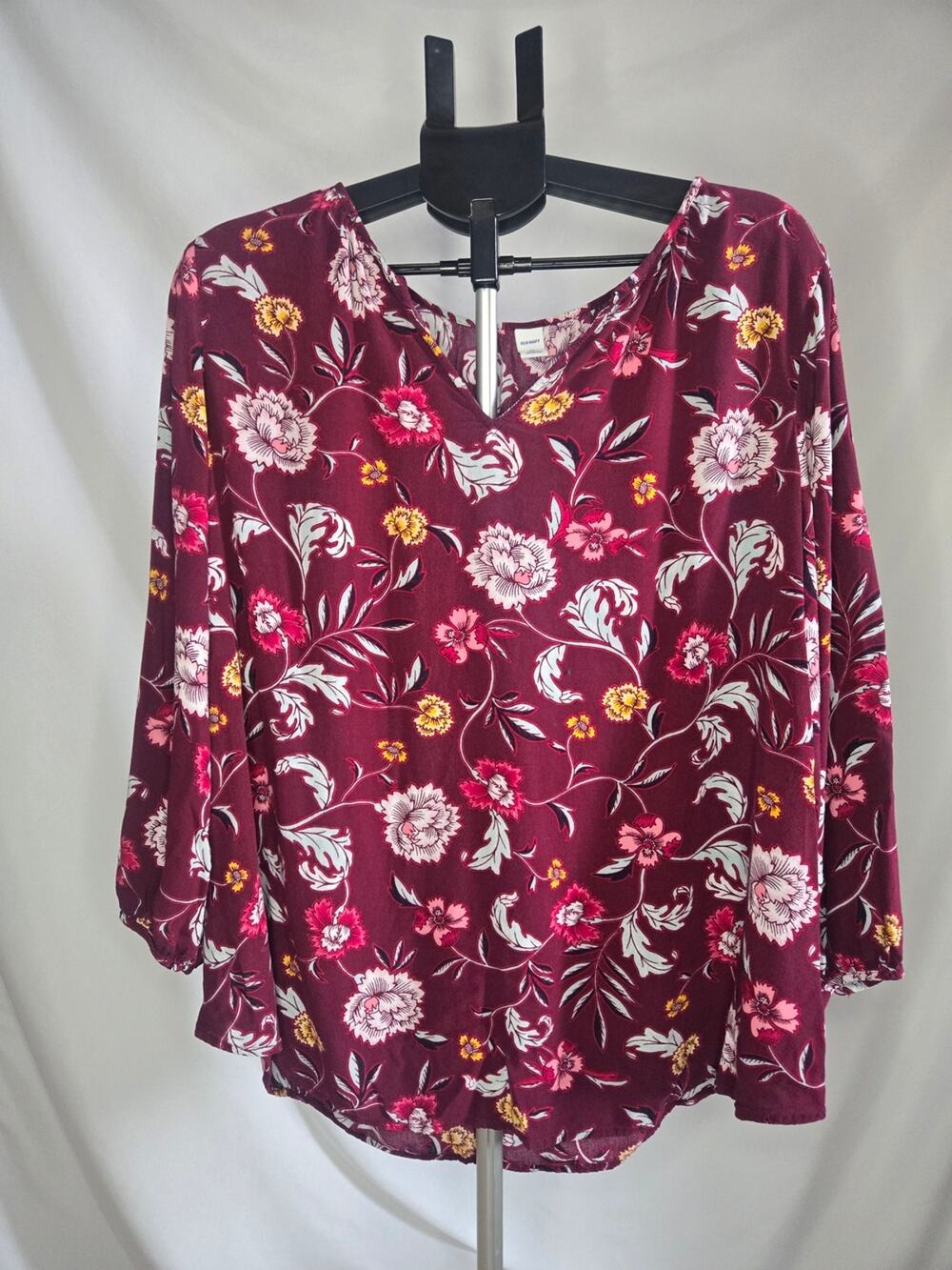 Old Navy Burgundy Floral V-Neck Tunic XXL